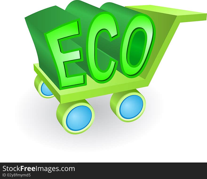 Iicon of environmental shopping with eco text. Iicon of environmental shopping with eco text