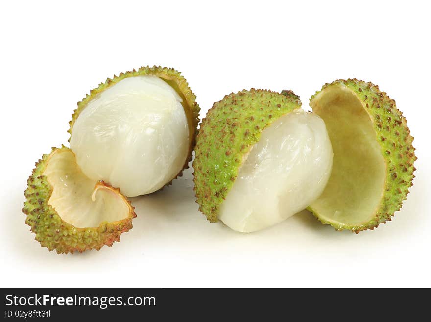 Lychee fruit from China on white background