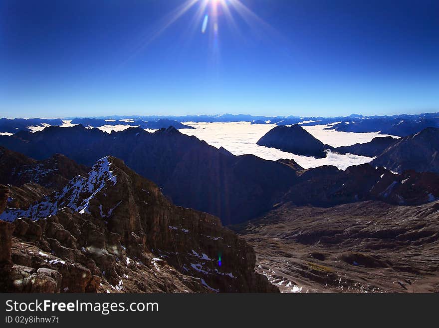 Peak of Mountain in Sunshine