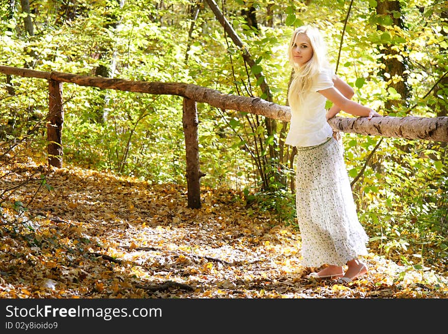 Young Beautiful Woman In Forest