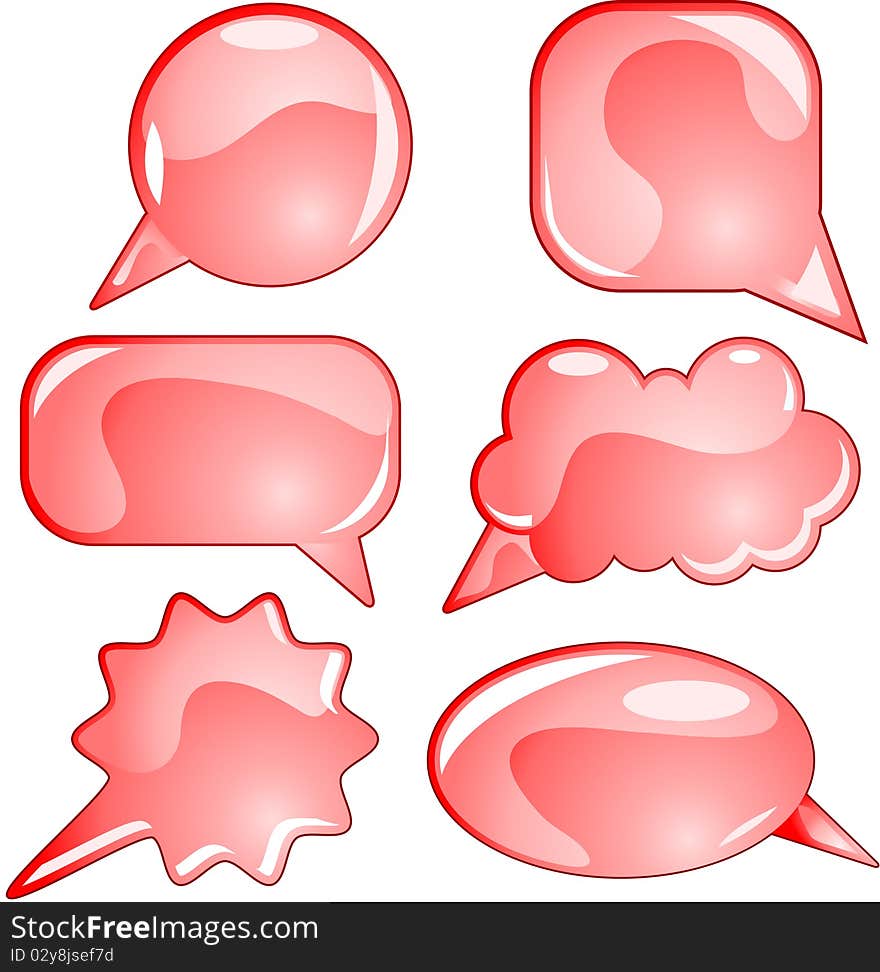 Red Speech bubbles different forms. Red Speech bubbles different forms