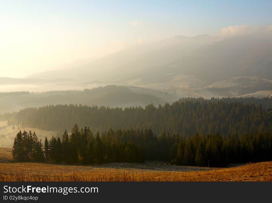 Sunrise in the mountains