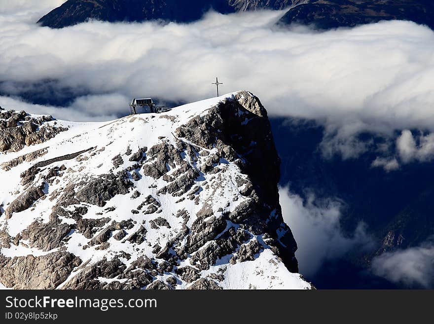 Sacred cross on the top of Zugspitze, Germany. Sacred cross on the top of Zugspitze, Germany