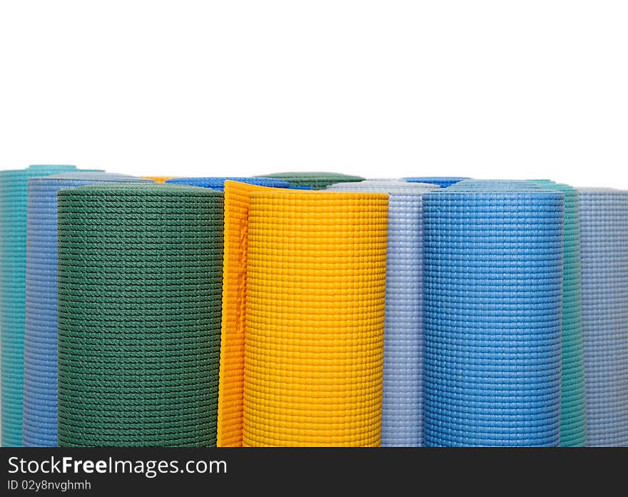 Many Colorfull Yoga Mats As A Background