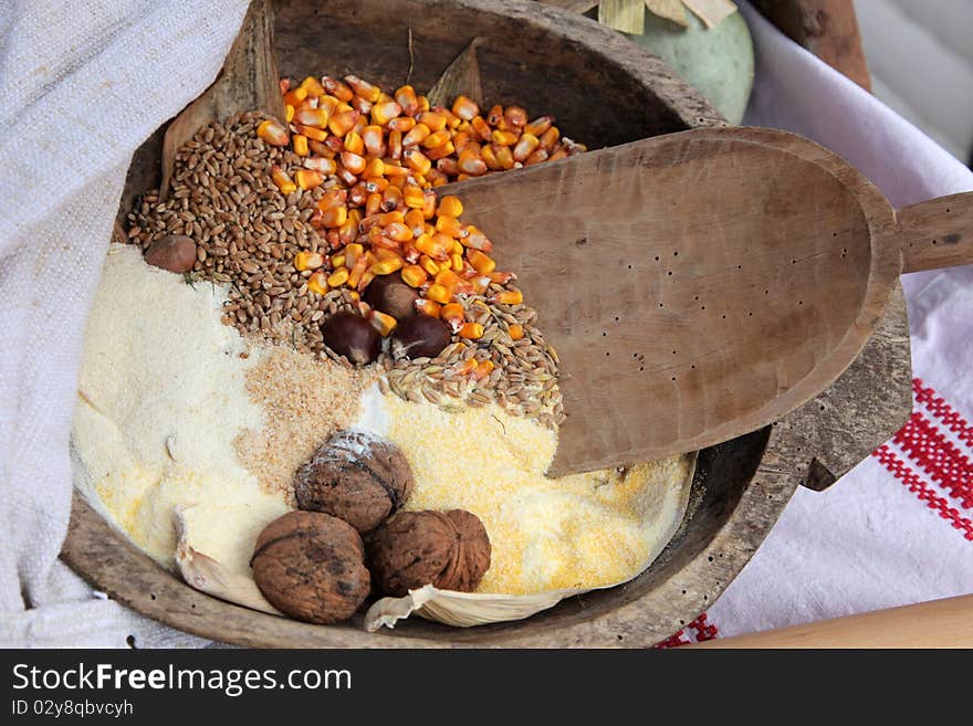 Various seeds and flour