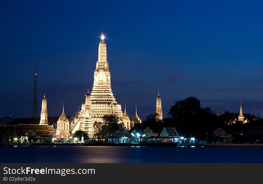 A beautiful pagoda beside the chaophraya river, bangkok thailand