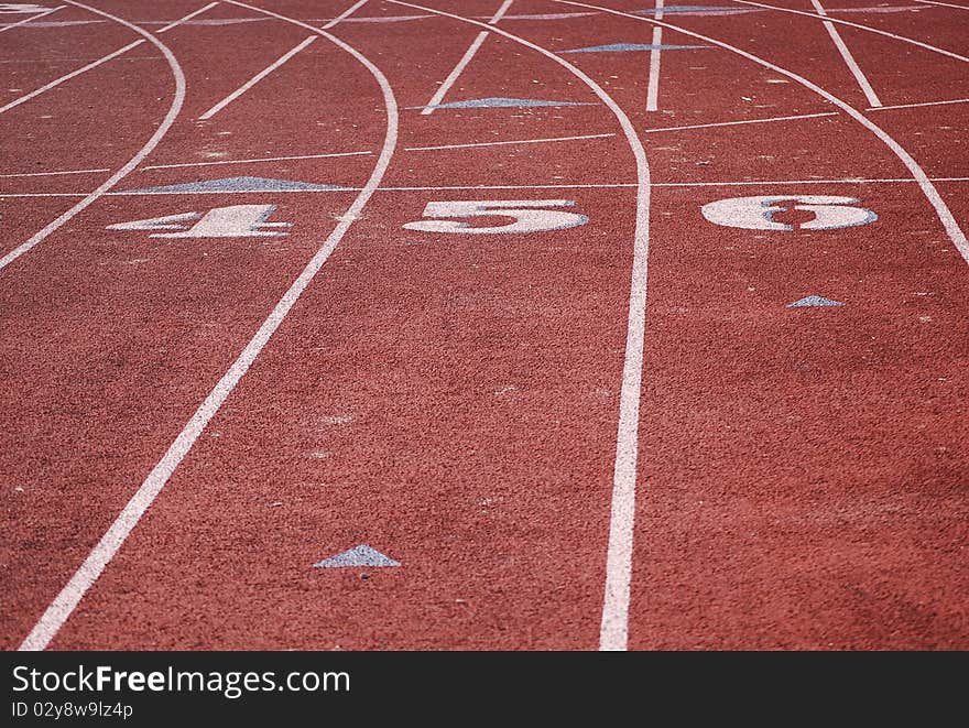 The intersection of race tracks in the stadium.