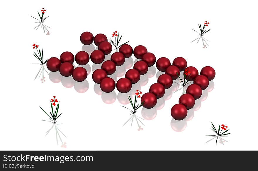 Illustration of numbers of the year 20100 with spheres of red color. Illustration of numbers of the year 20100 with spheres of red color