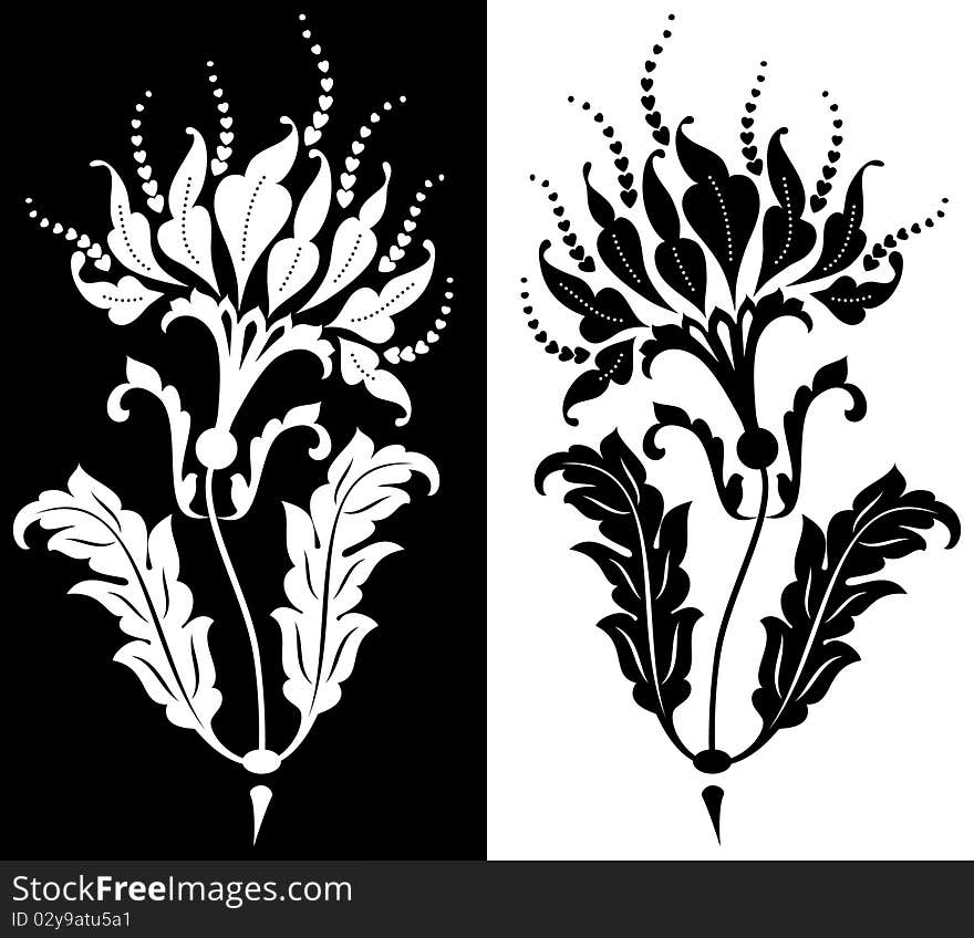 Silhouette of stylized flower, vector illustration