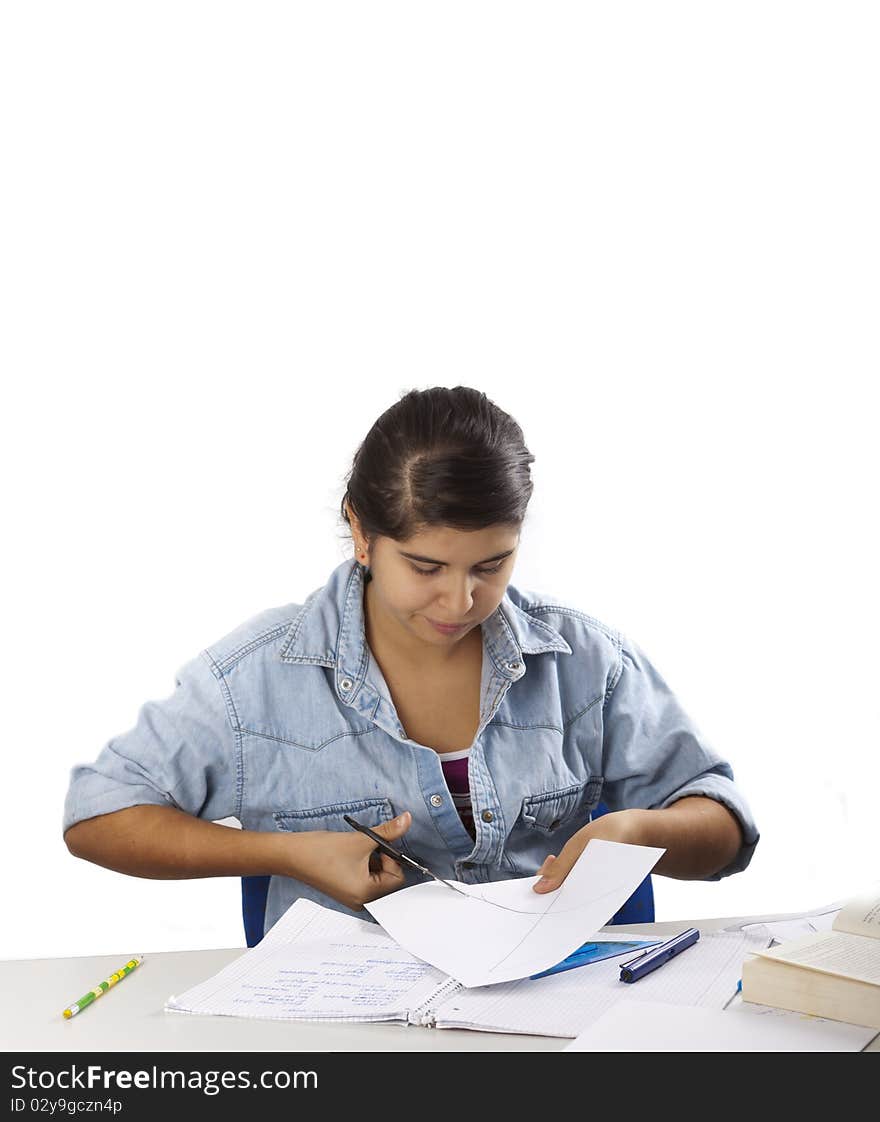 Girl Working With Scissors