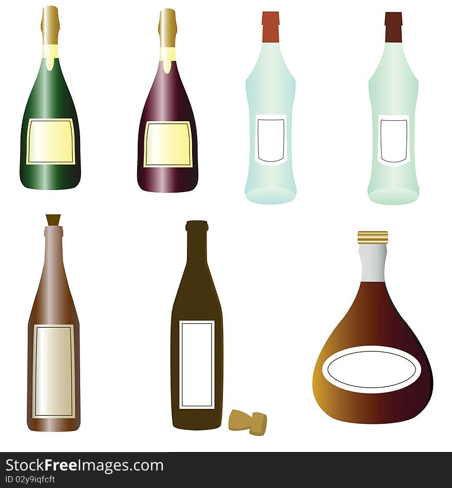 Collection of different alcohol drinks - vector illustration