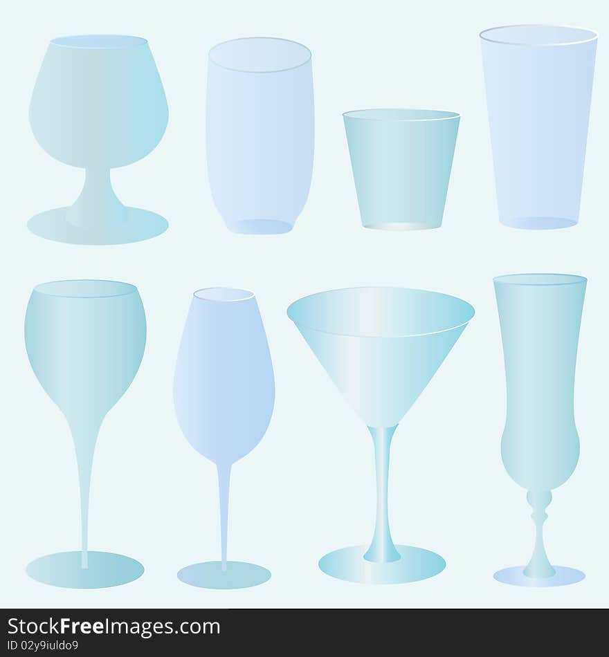 Collection of glasses - vector illustration