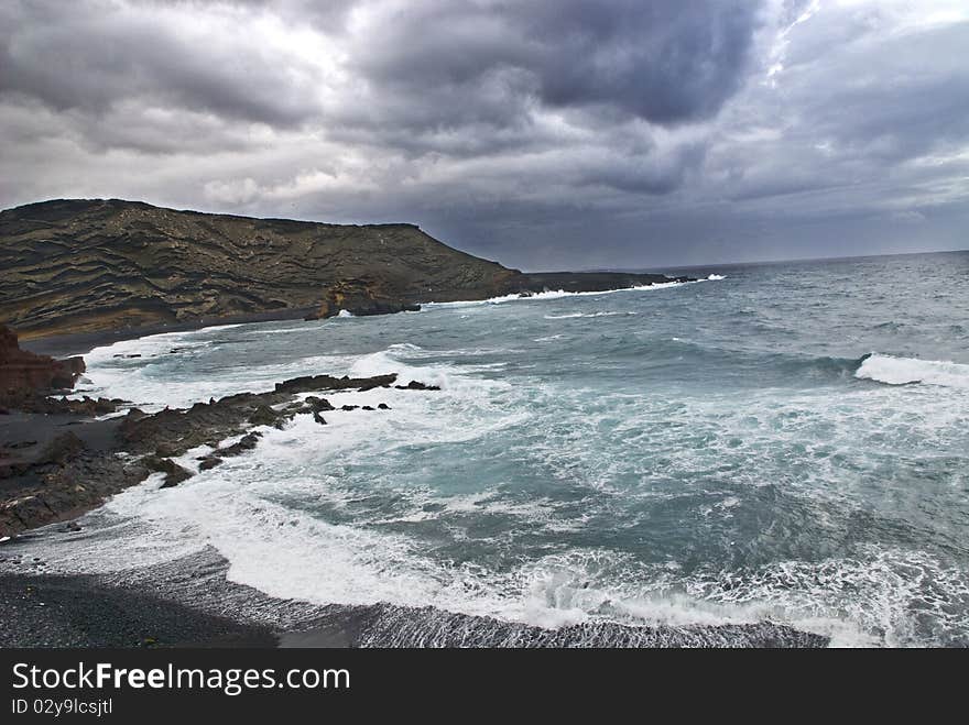 The coast of lanzarote island