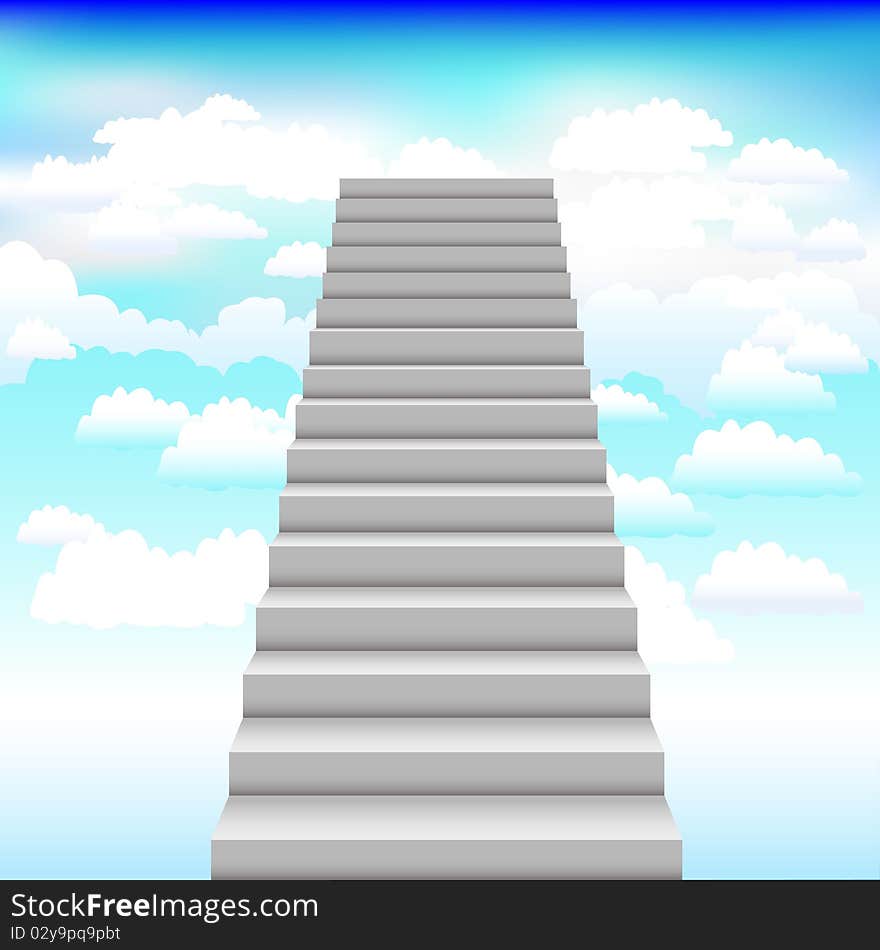 Staircasе And Clouds. Vector