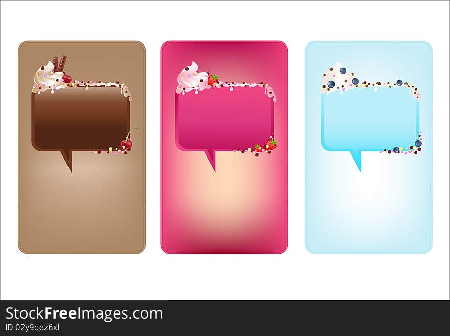 Banners With Speech Bubbles And Ice-Cream. Vector