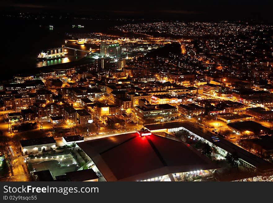 Nighttime in Seattle city, USA