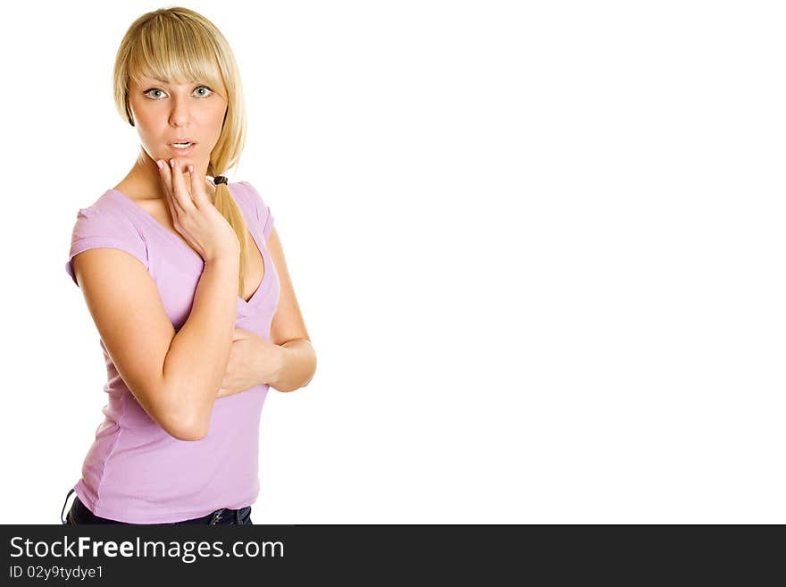 Young woman looking surprised