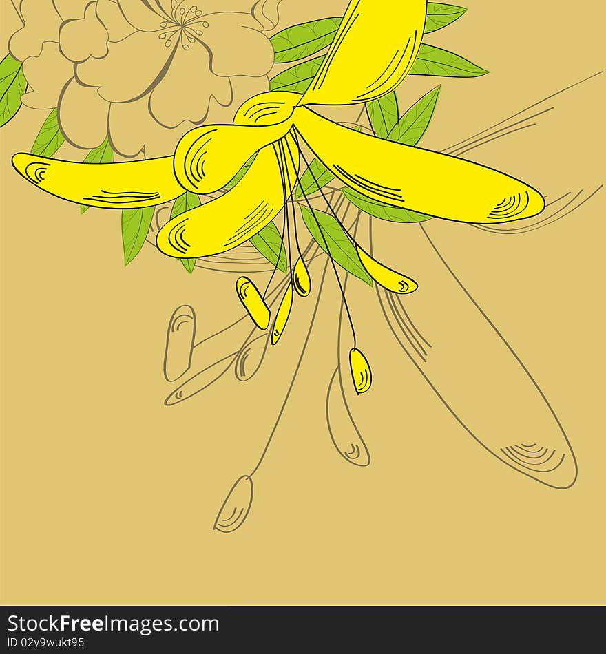 Background with yellow flower. Universal template for greeting card, web page, background