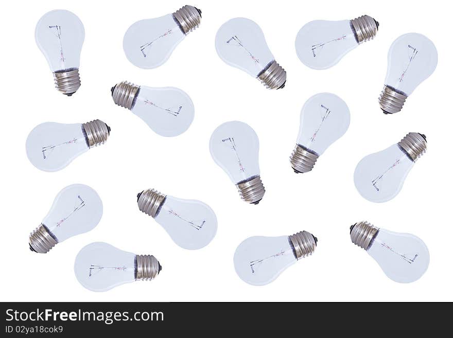 It is a lot of bulbs on a white background