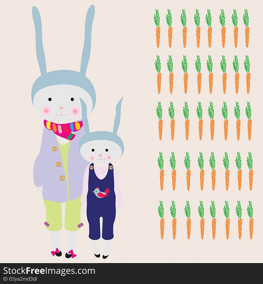 Funny Bunny Family and food