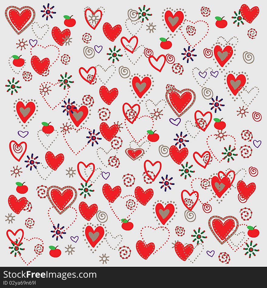 Colorful seamless with flowers pattern and heart. Colorful seamless with flowers pattern and heart