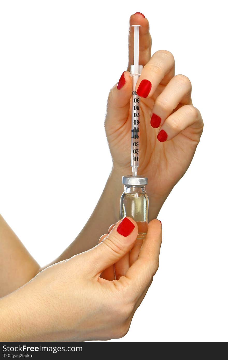 Syringe and hand