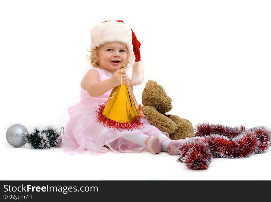 Portrait of little girl isolated on white