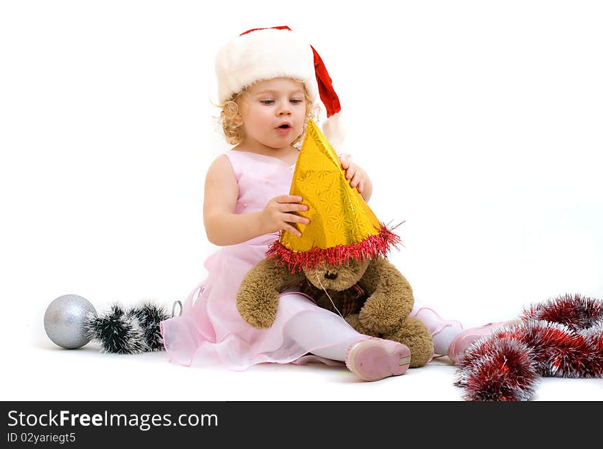 Cute little girl isolated on white