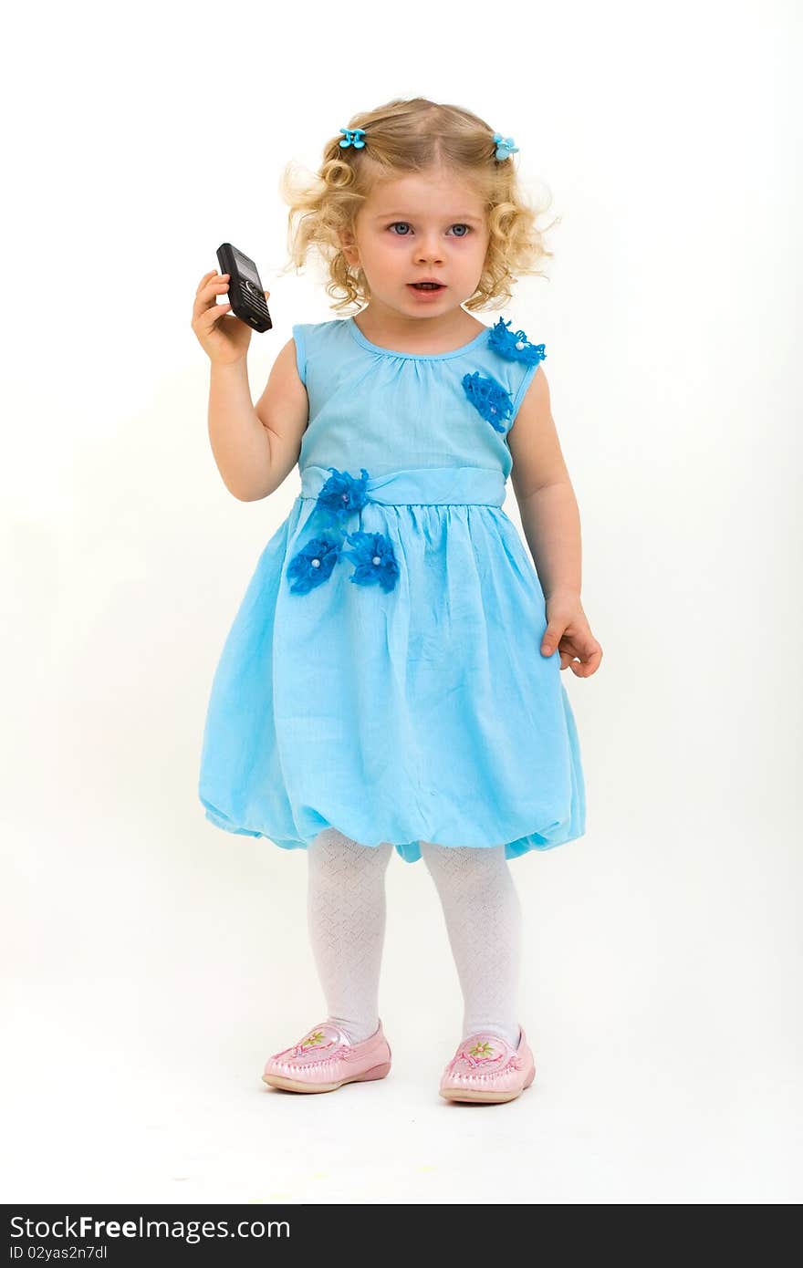 Portrait of cute little child isolated on white