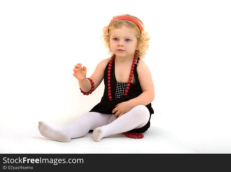 Child with phone isolated n white