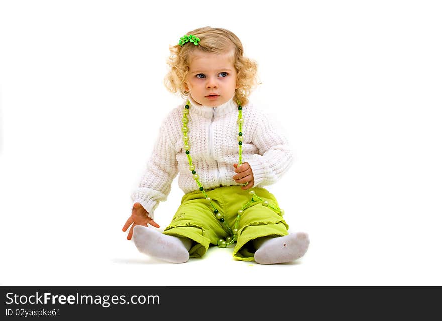 Cute little girl isolated on white. Cute little girl isolated on white