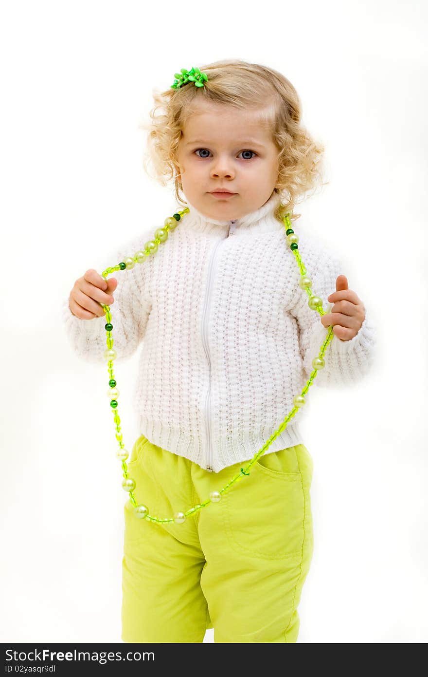 Portrait of cute little child isolated on white