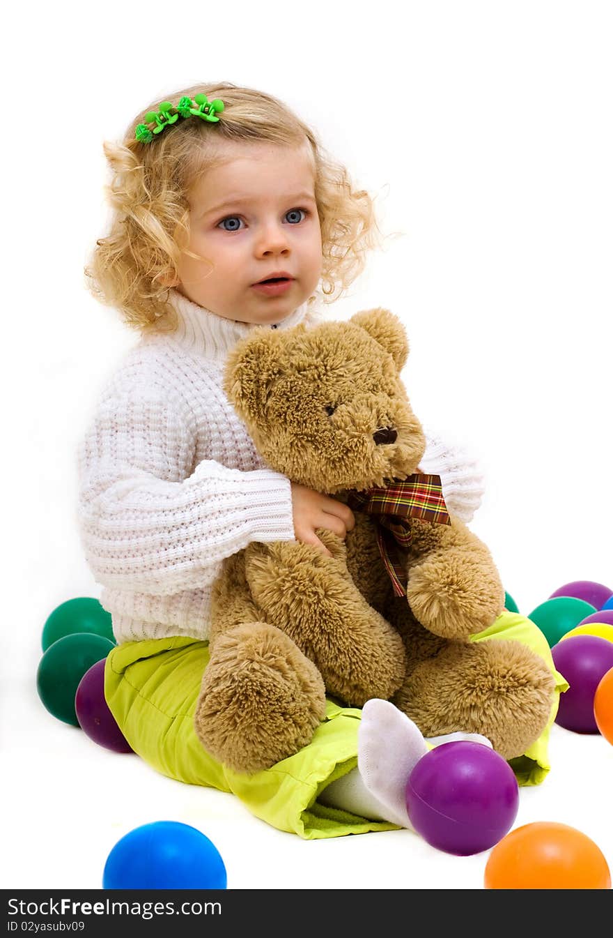 Cute little girl with bear. Cute little girl with bear