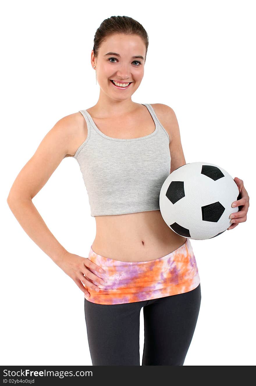 Woman holding a football