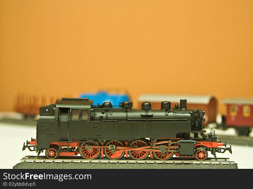 A replica of a steam engine a 2-8-2 configuration. A replica of a steam engine a 2-8-2 configuration