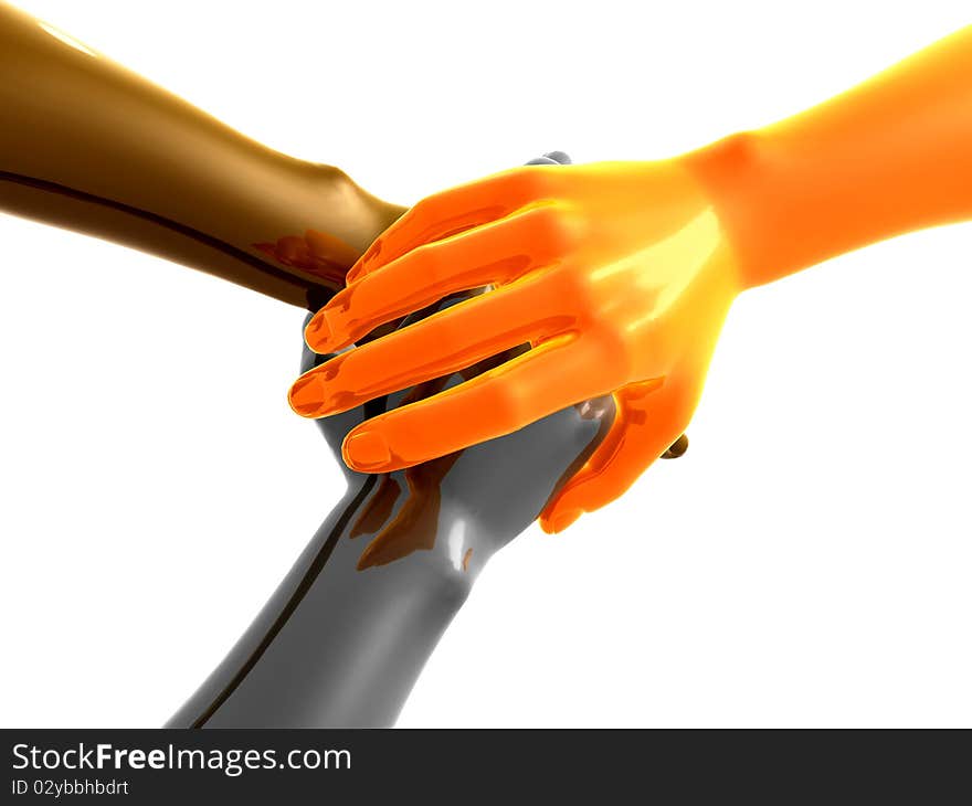 Gold And Yellow Teamwork Symbol 3d Arms