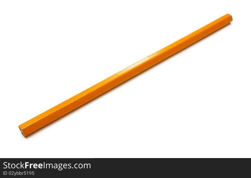 The yellow ground pencil lies is isolated on a snow-white background