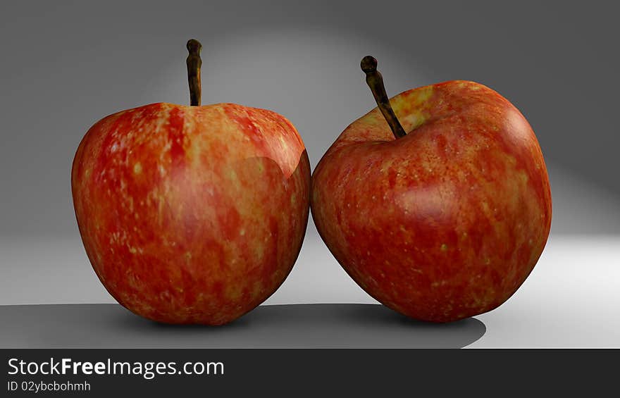 Two red apples on a seamless background close-up. Two red apples on a seamless background close-up