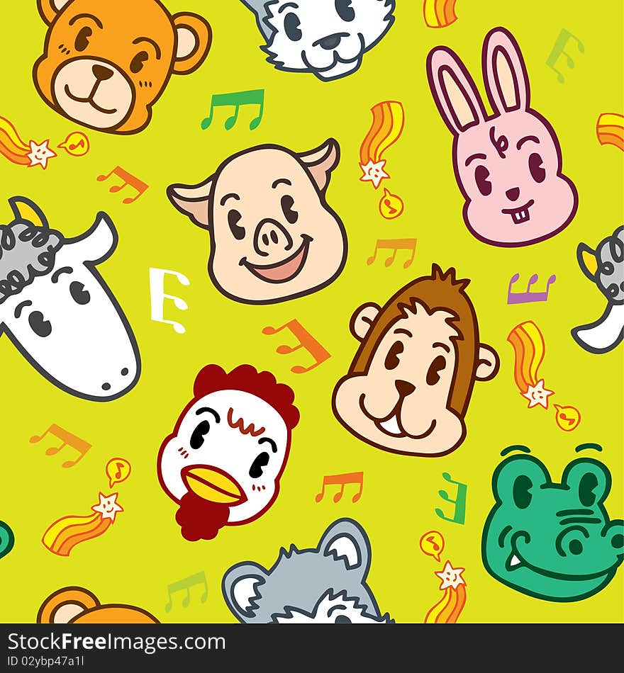 Seamless animal pattern, illustration