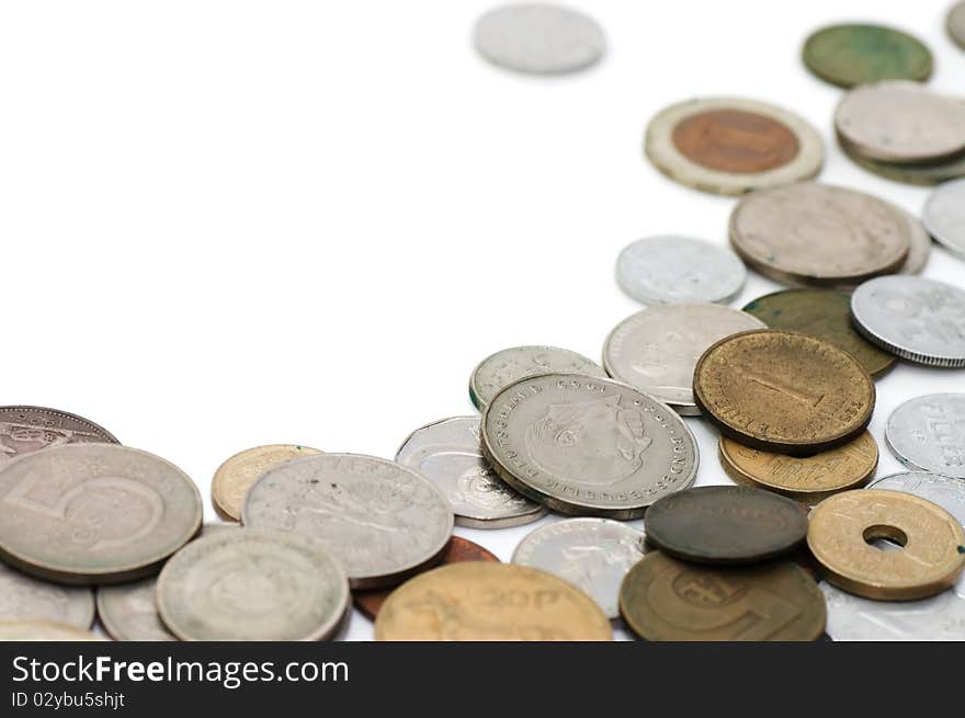 Old coins isolated on white background. Old coins isolated on white background