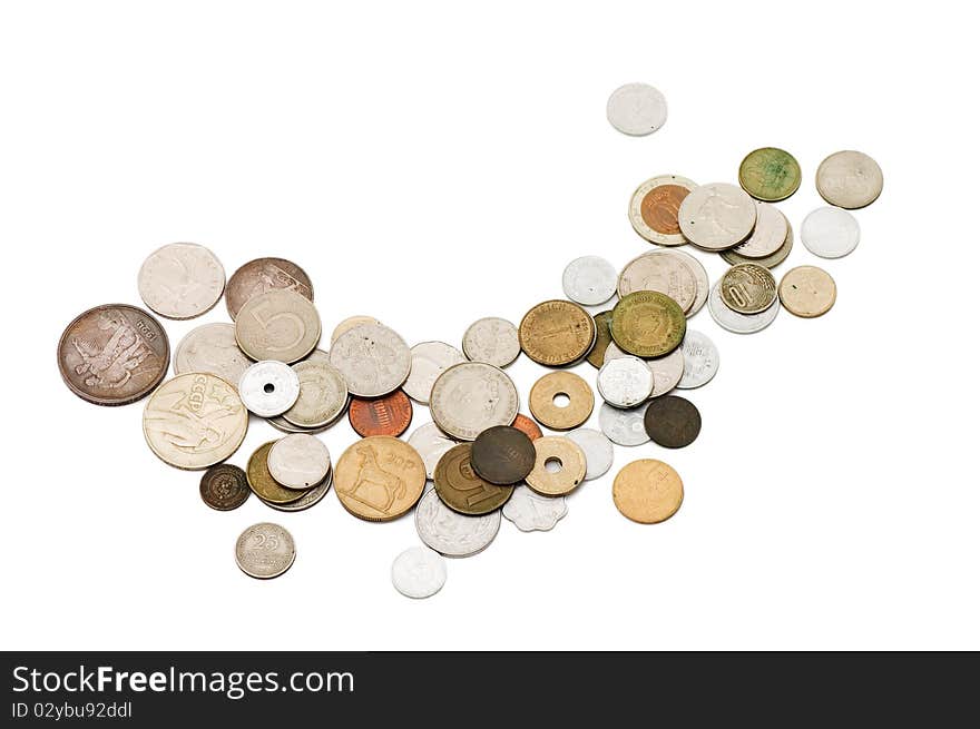 Old coins isolated on white background