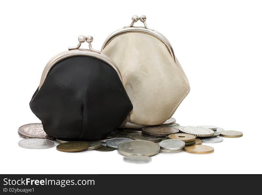 Old coins isolated over white