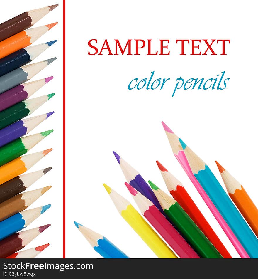 Colour pencils isolated on white background