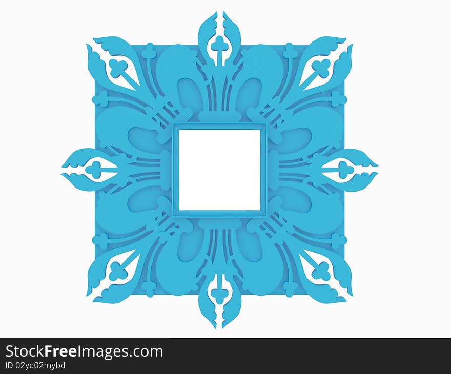 Antique blue picture frame isolated on white, insert your own design, isolated, render/illustration. Antique blue picture frame isolated on white, insert your own design, isolated, render/illustration