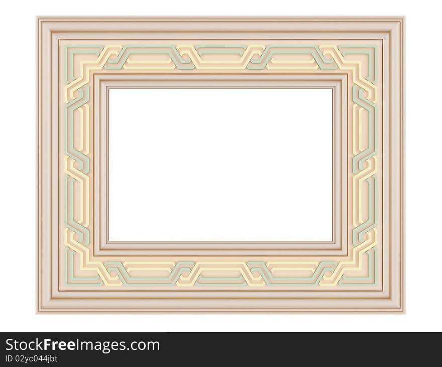 Wooden Ornamented Picture Frame Isolated