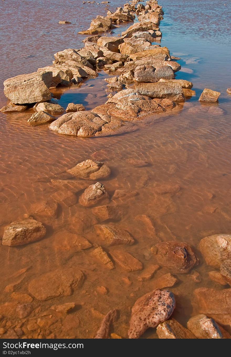 Lake in the red australia desert, south australia