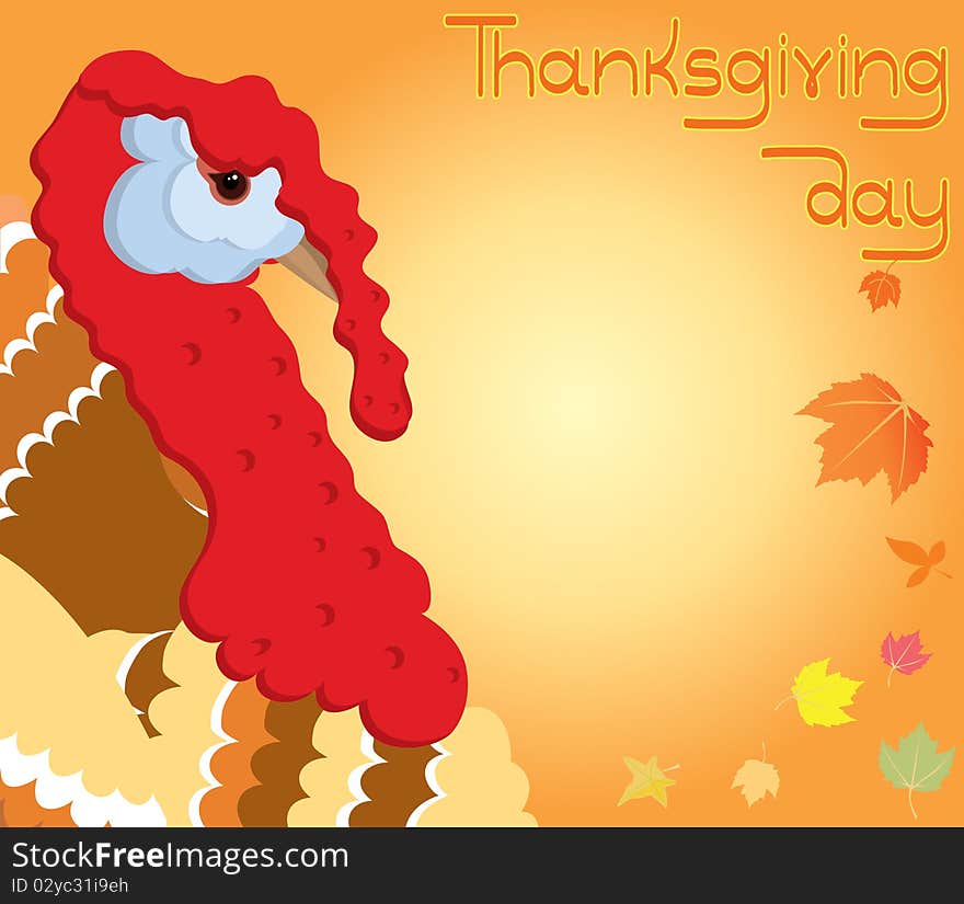 Turkey postcard.Vector thanksgiving background