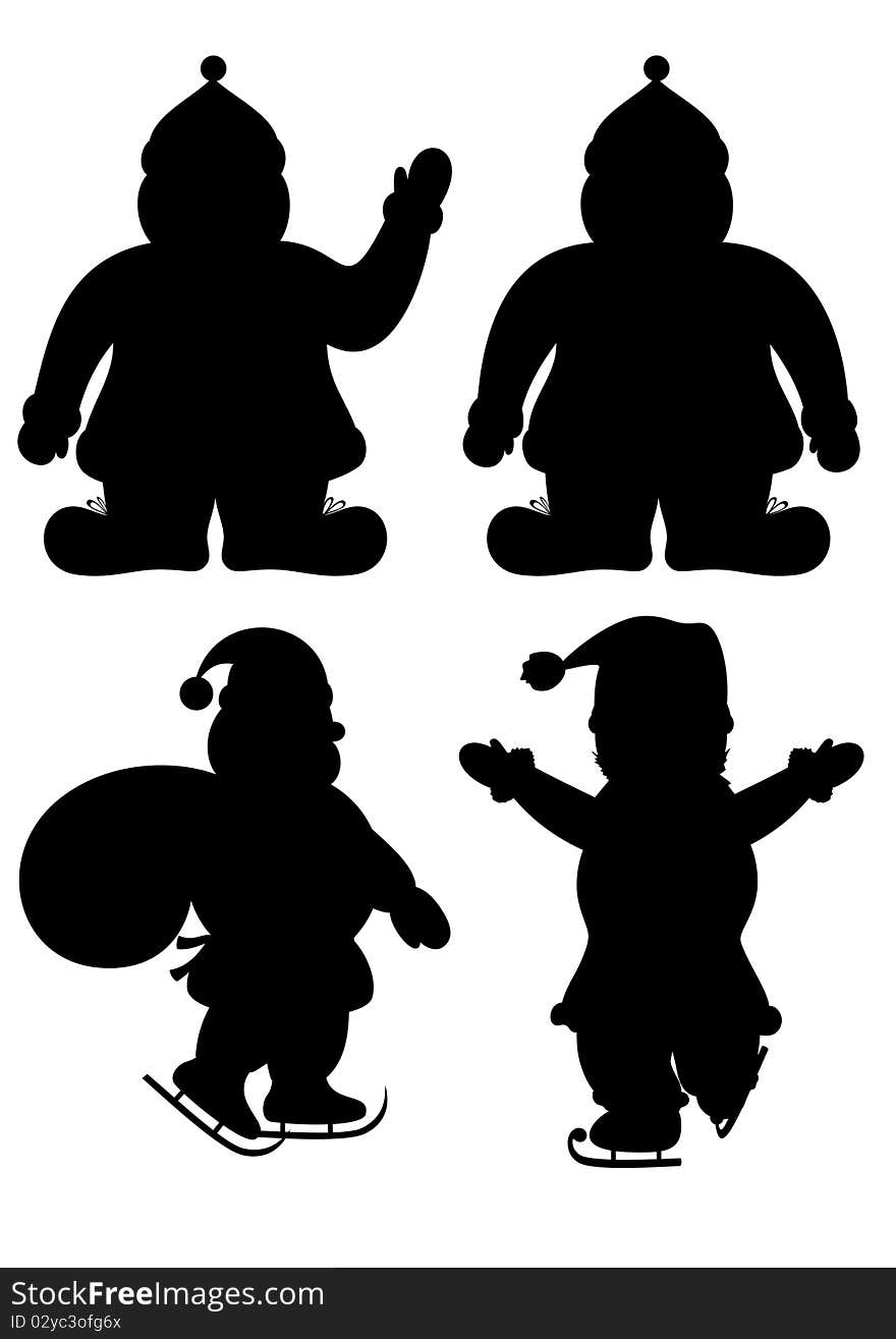 Set of Santa s silhouettes