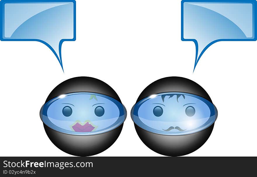 Two face of spacemen boy and girl with helmet. Two face of spacemen boy and girl with helmet