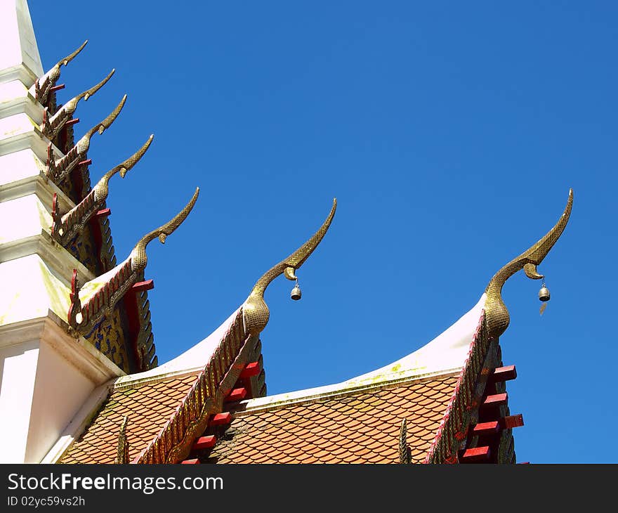 Gable apex on roof in temple , Thailand